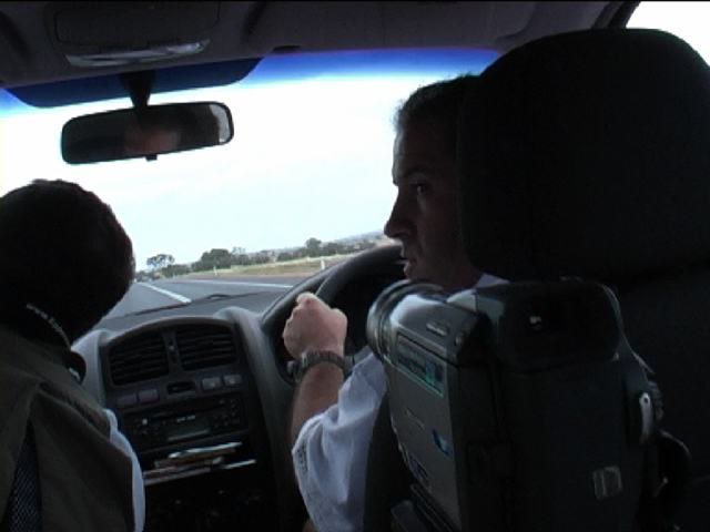 Inside the tour vehicle on the road to a storm